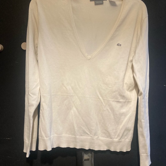 Lacoste off white V neck sweater size42 - Picture 4 of 7